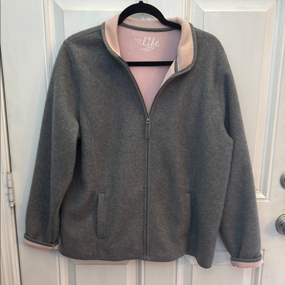 Made for Life Gray and Pink Ski Jacket Cozy Fleece